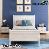 Bellemave® Wood Sleigh Platform Bed with Headboard,Footboard and Wood Slat Support - Bellemave